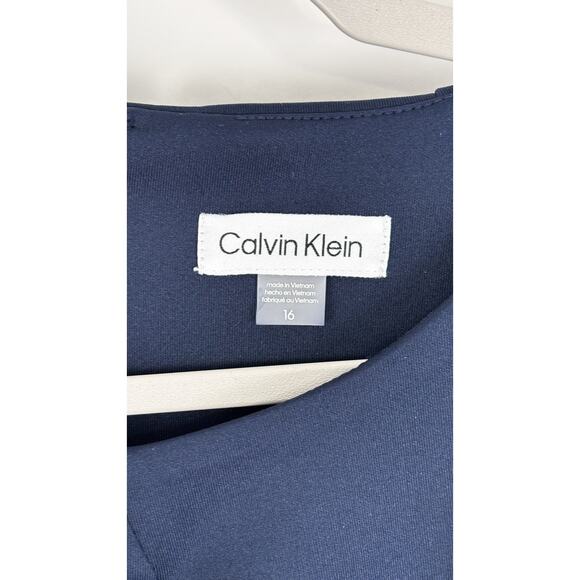Calvin Klein Womens Scuba Sleeveless Evening Maxi Dress Size 16 Navy Blue New - Picture 5 of 11